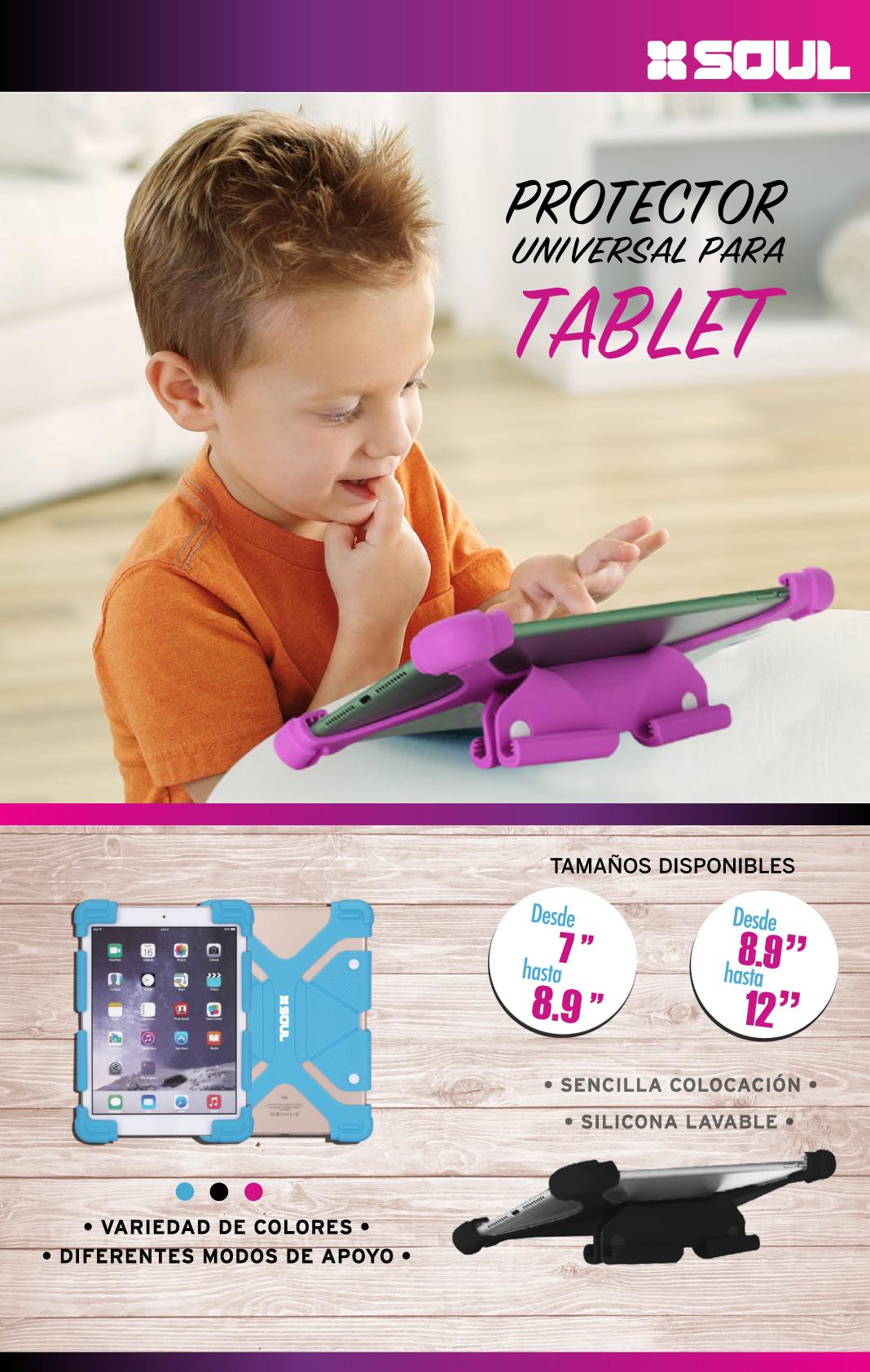 FUNDA P/TABLET SILICONA  7 A 8" - -PST-UNI7NE NEGRO SOUL